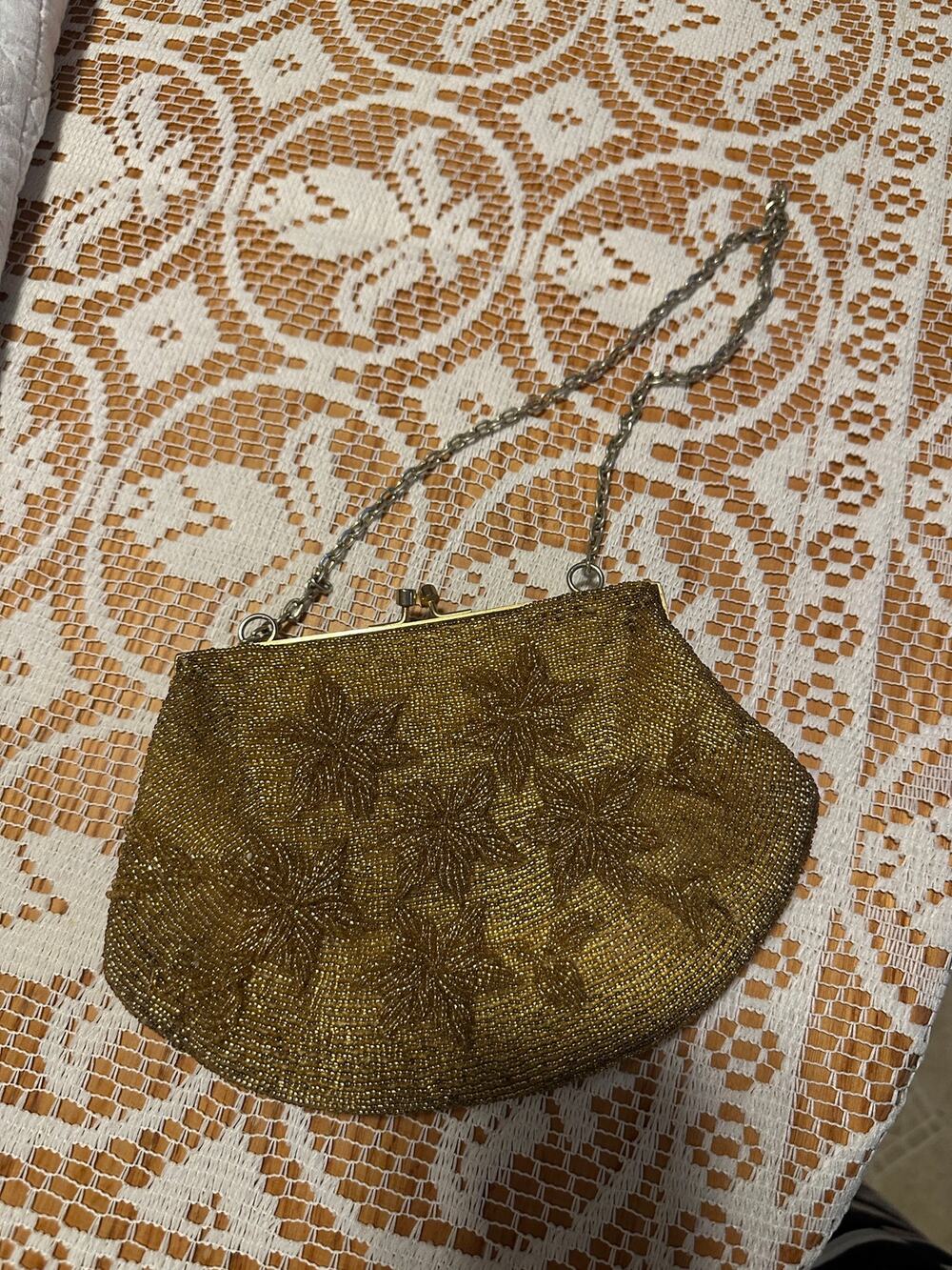 Vintage Simon Mister Ernest Gold Beaded Evening Clutch Bag